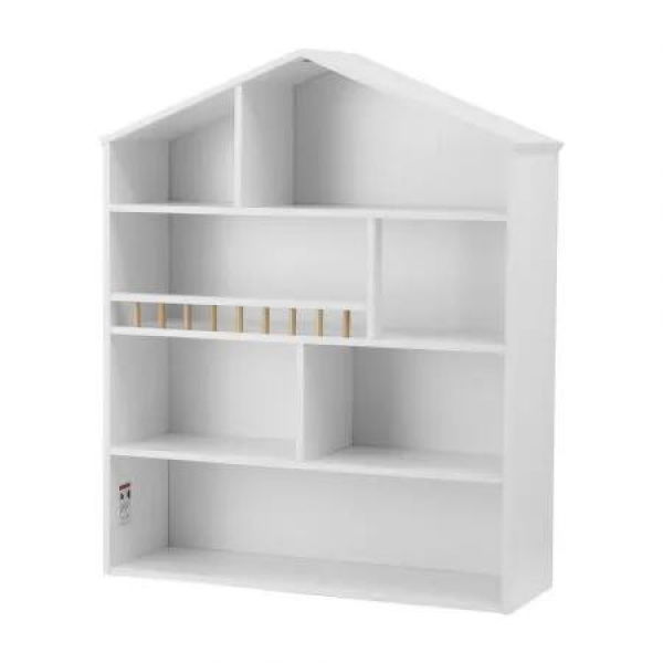 Keezi 4 Tiers Kids Bookshelf Wooden Bookcase Display Storage Organiser Cabinet White