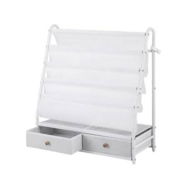 Keezi Kids Bookshelf Metal Storage Rack Toy Organiser Display Shelf Drawer White