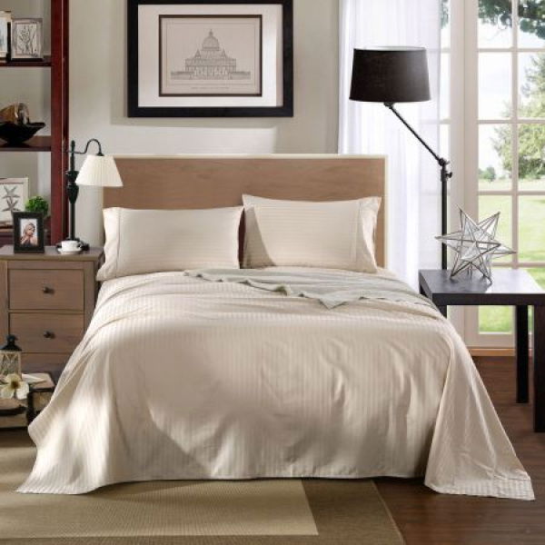 Kensington 1200TC COTTON SHEET SET IN STRIPE-KING - SAND