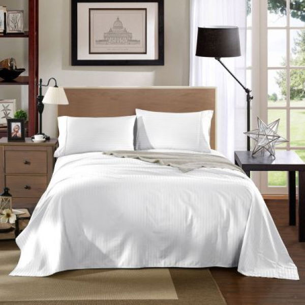 Kensington 1200TC COTTON SHEET SET IN STRIPE-KING - WHITE