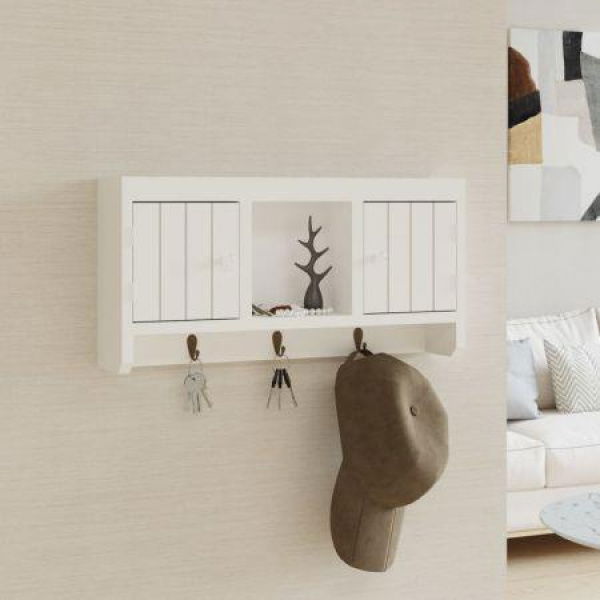 Key Cabinet White 40x8.5x20 Cm Engineered Wood & Steel.