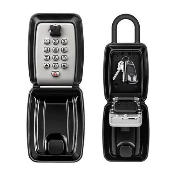 Key Lock Box for Outside, 12 Digit Combination Lock Box Waterproof Key Lockbox with Code, Key Hider Safe for Home Garage Office 1 Pack (Grey)