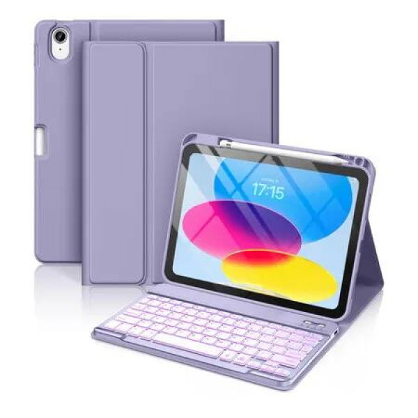 Keyboard Case for iPad A16 11th Generation 2025/10th Generation 2022(11/10.9 inch),7 Colors Backlit Detachable Folio Keyboard Cover with Pencil Holder