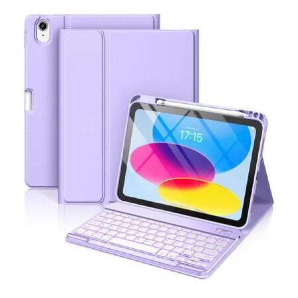 Keyboard Case for iPad A16 11th Generation 2025/10th Generation 2022(11/10.9 inch),7 Colors Backlit Detachable Folio Keyboard Cover with Pencil Holder