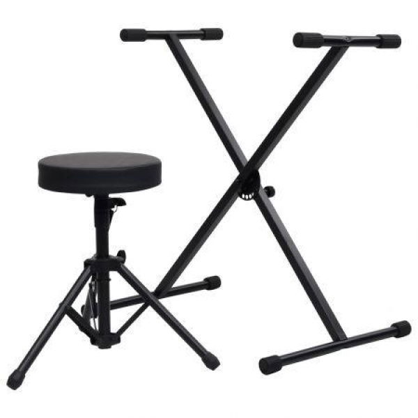 Keyboard Stand And Stool Set Black