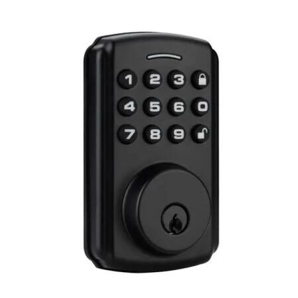 Keyless Entry Door Lock with 100 Code, 16 Anti Peeping Password Electronic Keypad Deadbolt, Electronic Door Lock Low Battery Alarm