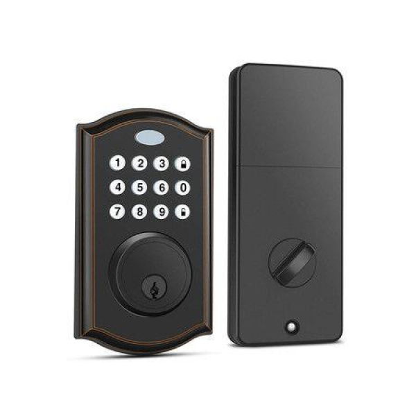 Keypad Deadbolt Lock Keyless Entry Door Lock With 50 CodesElectronic Deadbolt With Auto-Lock And Alarm Top Security For Home And Office