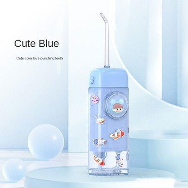 Kid Oral Irrigator Portable Cordless Dental Flosser Teeth Cleaning Oral Care Dental Water Jet Rechargeable Water Flosser - Blue.