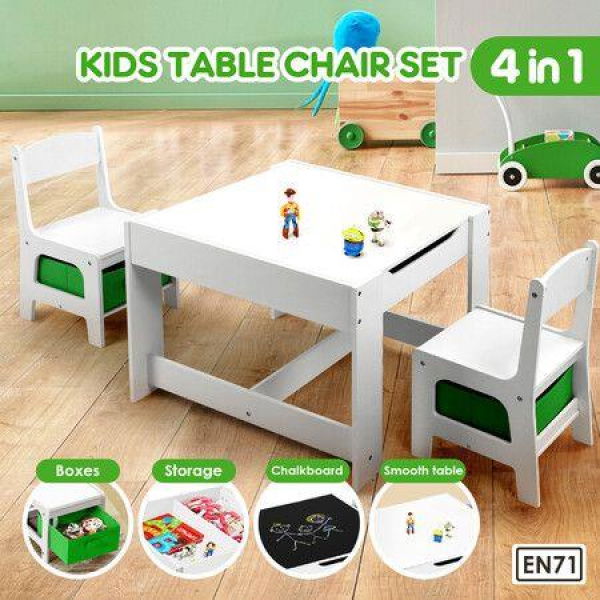 Kidbot Childrens Lego Table And Chair Set 2 In 1 With Chalkboard Wooden Kids Multifunctional Desk Activity Play Centre