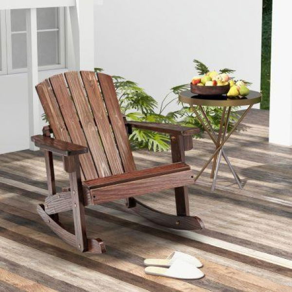 Kids Adirondack Rocking Chair With Slatted Seat For Balcony/Backyard.