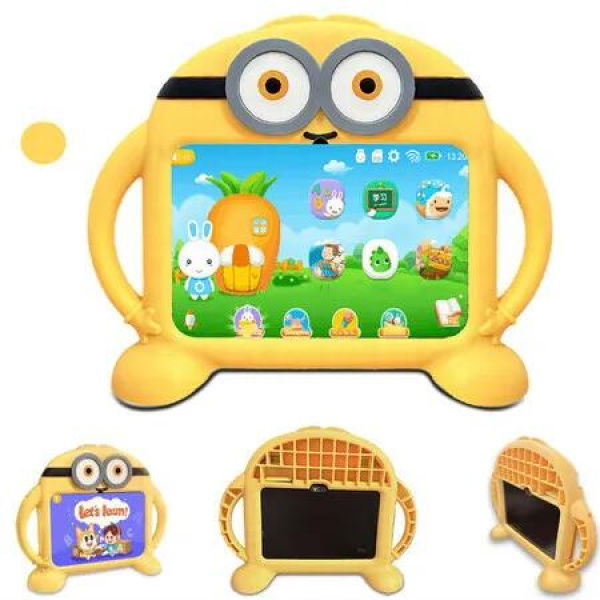 Kids Android Tablet Learning Toys 7Inch WiFi 32GB ROM 2GB RAM Bluetooth Dual Camera Parental Control PreInstalled Apps Games Yellow Educational Device