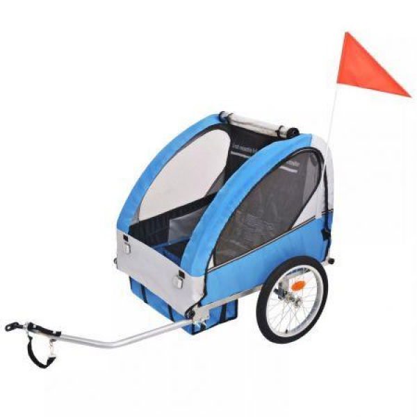 Kids Bicycle Trailer 30kg - Grey And Blue