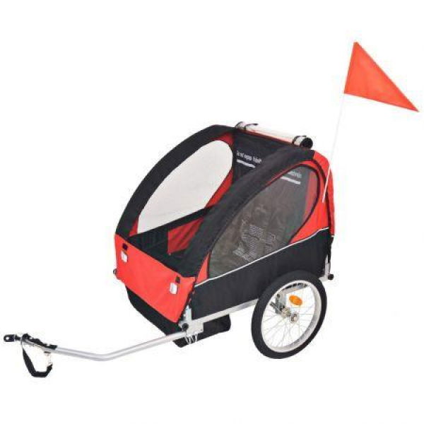 Kids Bicycle Trailer 30kg - Red And Black