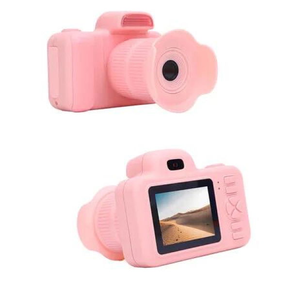 Kids Camera for Age 3 Up, 2 Inch Display 28MP Camcorder with Flash for Vlog with Flash, 360 Degree Rotatable Lens, Pink