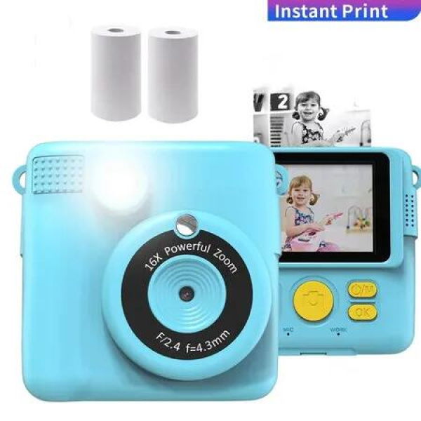 Kids Camera Instant Print Camera for Kids Printing Camera Toy Birthday Gifts Present for Girls Boys Digital Camera Print Photos Color Blue