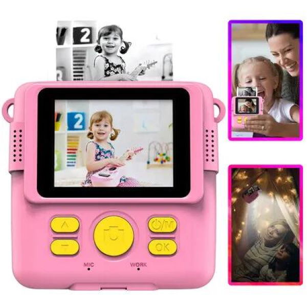 Kids Camera Instant Print Camera for Kids Printing Camera Toy Birthday Gifts Present for Girls Boys Digital Camera Print Photos Color Pink