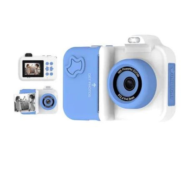 Kids Camera Instant Print, Christmas Birthday Gifts Toys, 1080P HD Dual Lens Selfie Digital Camera with 5 Rolls Print Paper and 32G Card (Blue)