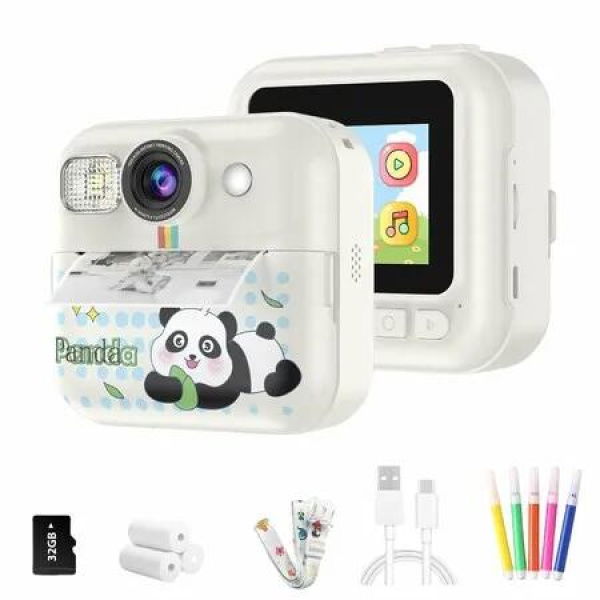 Kids Camera Instant Print,1080P HD Video with 32GB SD Card and Printing Paper,Best Gift for 3+ Years Old Girls Boys(White)