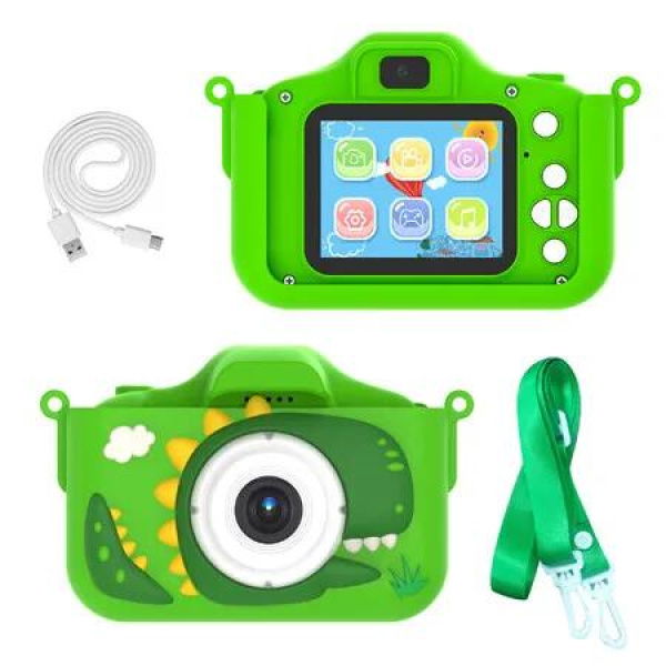 Kids Camera Toys, 48MP Dual Lens 1080P Camera for Kids with 32GB SD Card, Digital Video Camcorder Selfie Camera Christmas Birthday Gifts Green