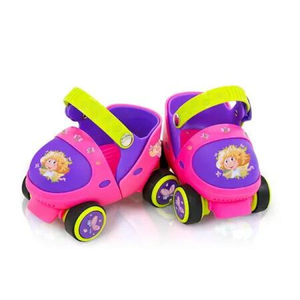 Kids Children's Boys Girls Adjustable Quad Roller Skates Shoes with Safe Lock Mode for Beginners Pink