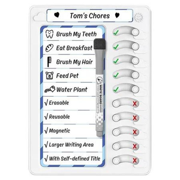 Kids Chore Board with Sliders Erasable Planning Board, Task Board Planning Board Daily Routine Schedule Board for Kids and Men Women, Blue