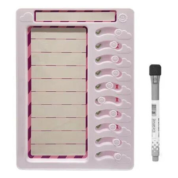 Kids Chore Board with Sliders Erasable Planning Board, Task Board Planning Board Daily Routine Schedule Board for Kids and Men Women, Pink