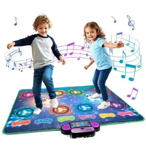 Kids Dance Mat 2 Player Dance Pad Challenging Levels PE Fabric Physical Movement, Suitable for 106 X 80 Cm