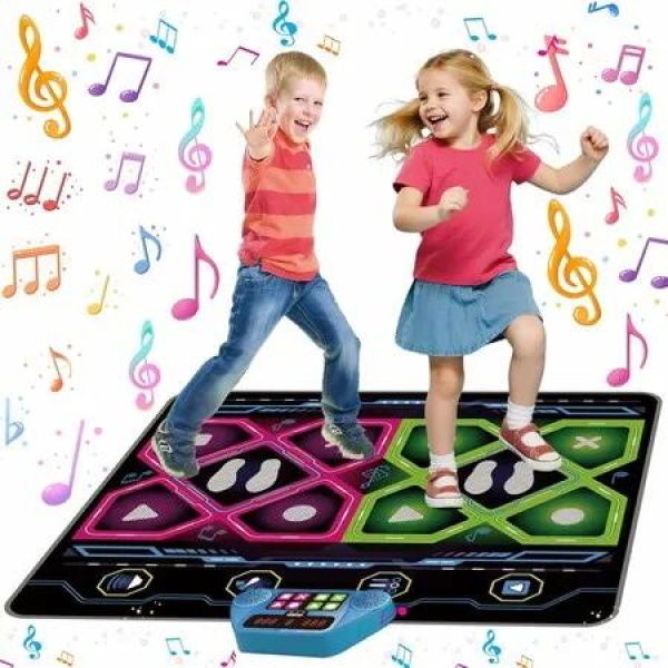 Kids Dance Mat, Interactive Electronic Dance Pad for Girls and Boys, Speaker with Built-in Adjustable Volume Music, Ideal Birthday Dance Game Toy Gift