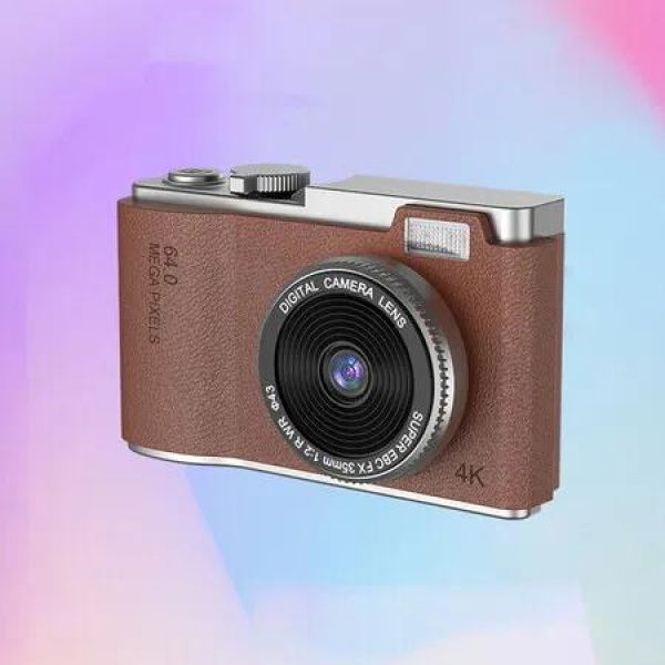 Kids Digital Camera,2.4 Inch TFT Display CCD Camera,32GB Card,48MP 8X Digital Zoom,Compact Retro Camera,Brown