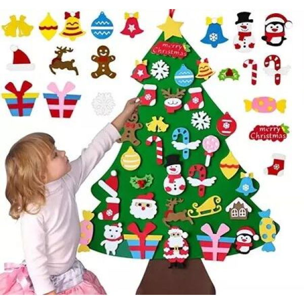 Kids DIY Christmas Tree Wall Decor Set Detachable Ornaments Perfect Holiday Party Gift Christmas Gift