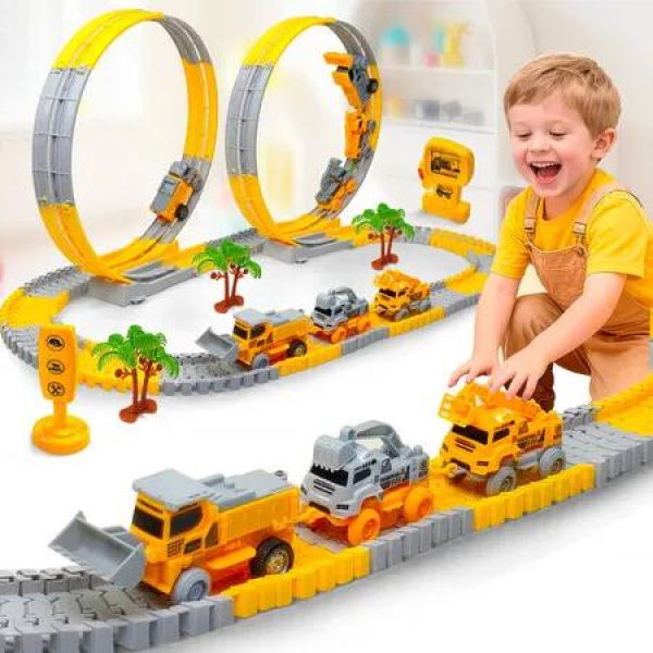 Kids Electric Track Toy Engineering Mini Car Boy Toys Track Car Train Educational Toys for Children Birthday Christmas Gifts