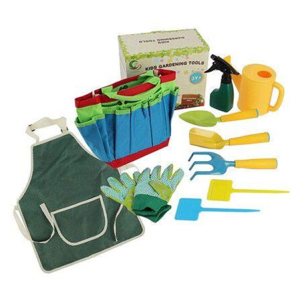 Kids Gardening Tool Set 9 Piece Preschool Toys Watering Can Gloves Shovel Rake Gardening Kit for Girls