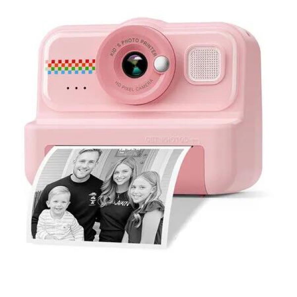 Kids Instant Print Camera, 1080P HD Kids Camera Instant Print with 3 Rolls Print Paper and 32GB Card for Boys and Girls Age 3 to 14, Pink