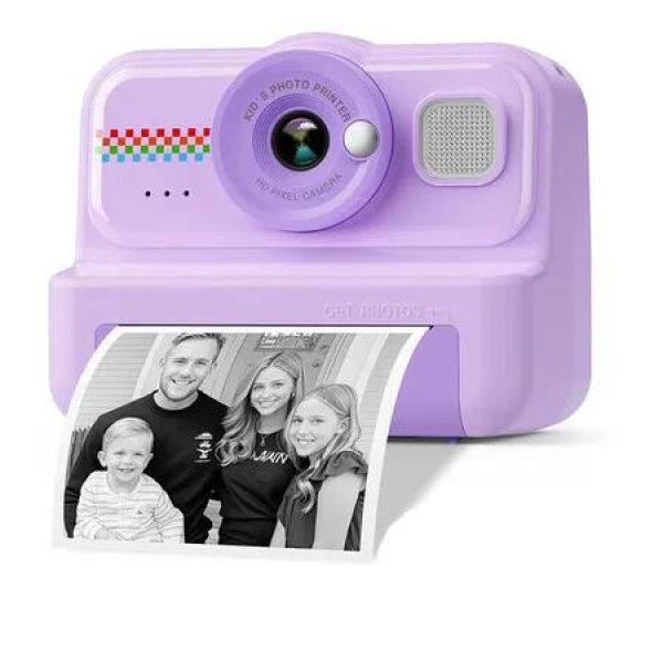 Kids Instant Print Camera, 1080P HD Kids Camera Instant Print with 3 Rolls Print Paper and 32GB Card for Boys and Girls Age 3 to 14, Purple