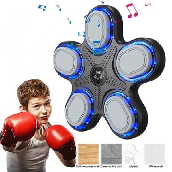 Kids Music Boxing Machine with Boxing Gloves, Smart Bluetooth Boxing Machine with LED Electronic Wall Mounted for Kids Age 5 Up