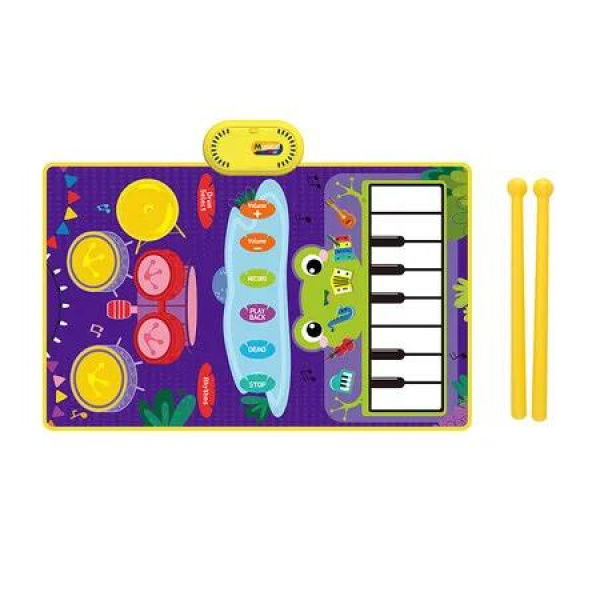 Kids Musical Toys Piano Keyboard Drum Play Mat Music Floor Blanket Birthday for 3+ Year Old Kids