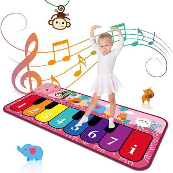 Kids Piano Mat Music Keyboard Play Mat With 5 Animal Sounds Electronic Touch Musical Mat Early Education Learning Toy