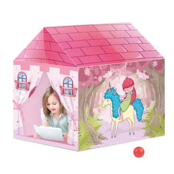 Kids Play Tents 50 color Balls Fairy Playhouse Unicorn Tent Gift Toys for Girls Children Play House (Pink)