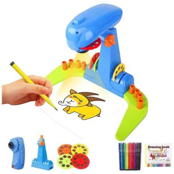 Kids Projection drawing Sketcher,smart Drawing Projector toy, kid Learn to Draw and Sketch Age 3+ , Blue