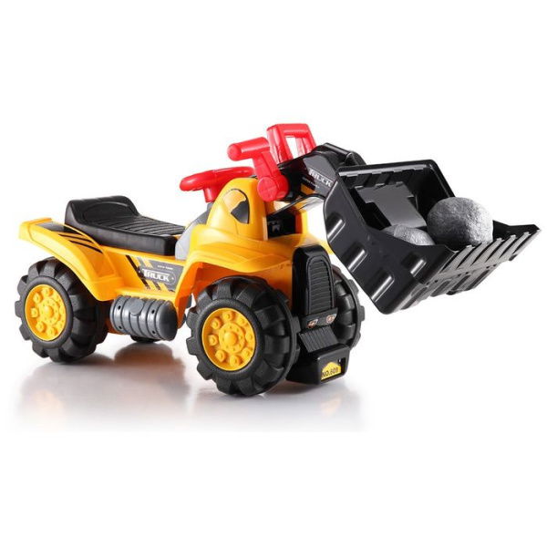 Kids Ride-On Bulldozer Toy With Stones & Safety Helmet - Great Gift Idea.