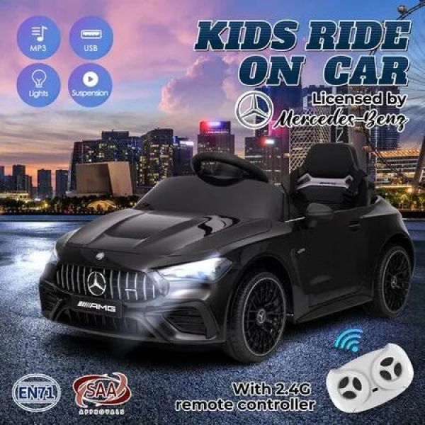 Kids Ride On Car Toy 12V Battery Powered Electric Vehicle Off Road Parent Remote Control Double Open Doors MP3 USB Music Lights Mercedes Benz Licensed
