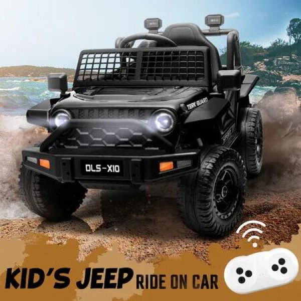 Kids Ride On Car Toy Parental Remote Control Electric Truck Jeep Vehicle 12V Light Music Black