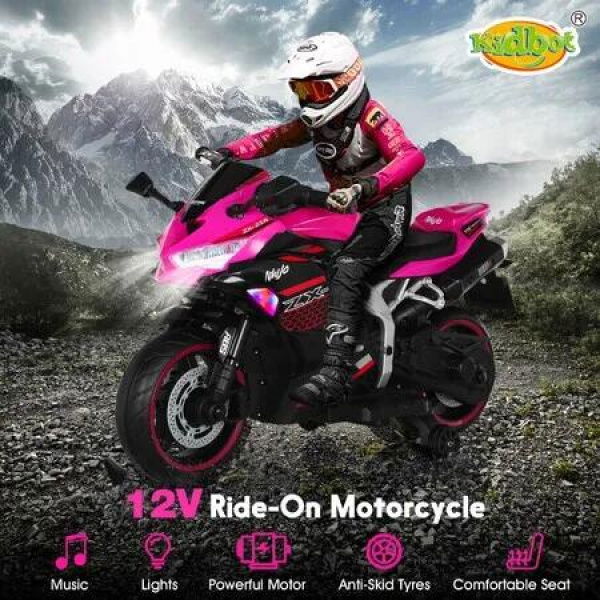 Kids Ride On Motorcycle Toy Car Electric 12V Battery Motorbike Dirt Bike Off Road Street Pedal Bicycle Training Wheel USB