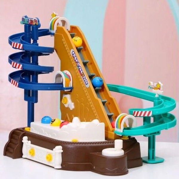 Kids Ride Stair Track DIY Toy Funny Educational Game Roller Coaster Screw Puzzle Model Gift For Baby Kids