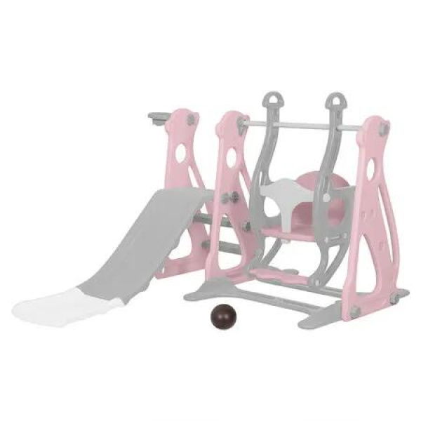 Kids Slide Swing Basketball Ring Pink