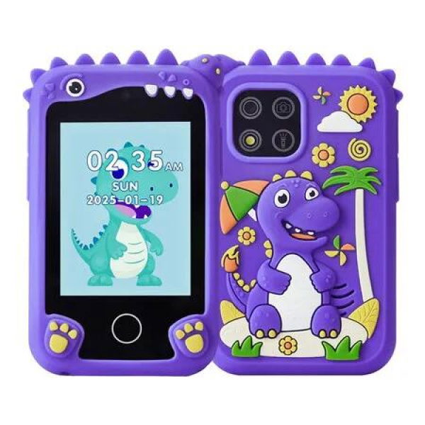 Kids Smart Phone Toys with 8GB Card,2.8 Inch Touchscreen Dual Camera,Music & Games Learning Toy for Christmas Birthday Gift(Purple)