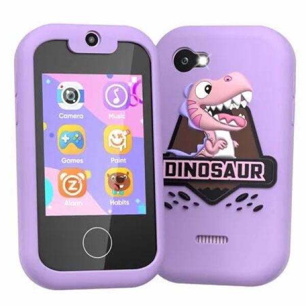 Kids Smart Phone with Soft Silicone Case, Christmas Birthday Gifts for Girls Ages 6-8, Learning Toy (Purple)