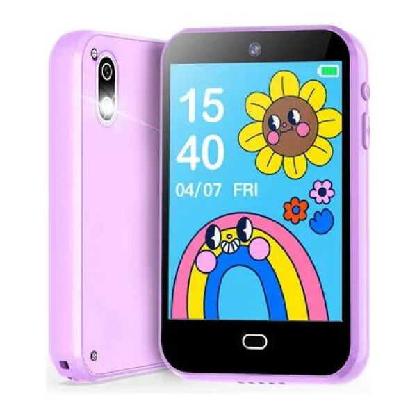 Kids Smart Pretend Phone for Girls Boys Age 3 to 8, with Dual Camera, 28 Games 2.8Inch HD Touch Screen, Music Player Video Audible Story Pedometer Alarm Clock Calculator Torch Toddler Learning Toys, Purple