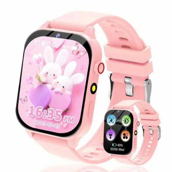 Kids Smart Watch for Girls Boys Gifts,Smart Watch Kids with 1.83 Inch DIY Face Steps Counter Sleep Monitoring Birthday Gifts Watch for Age3+ (Pink)