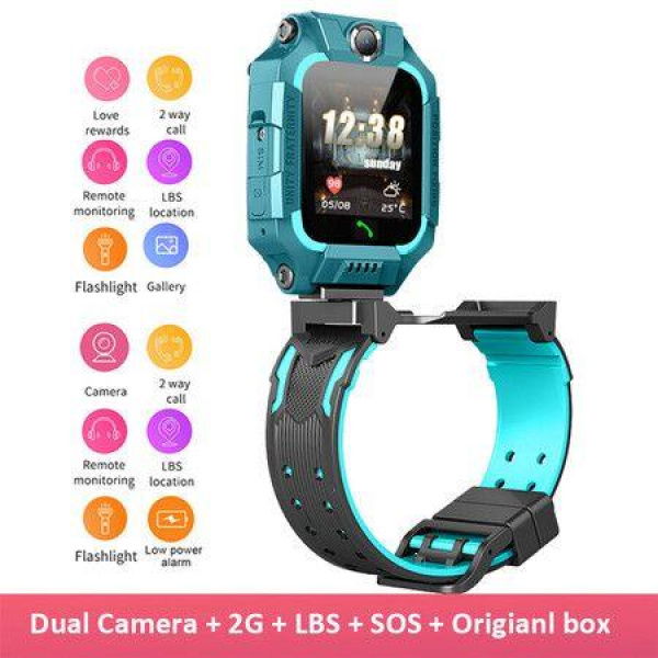 Kids Smartwatch LBS Position Baby Smartwatch Dual Cameras SOS Phone Col. Blue.